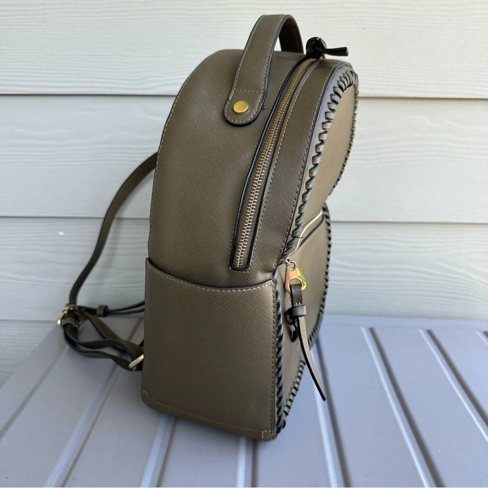 CALPAK Kaya Round Travel Backpack Army Green Color Braided Details Zipper Close
